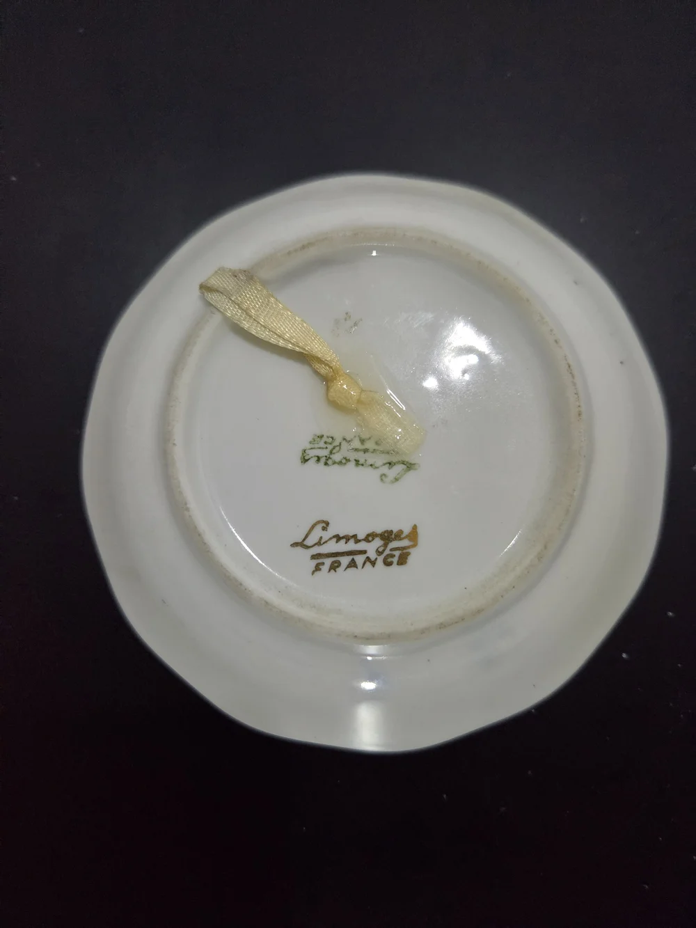 Antique Limoges France Fragonard Porcelain Trinket Dish Blue & Gold Accent 4